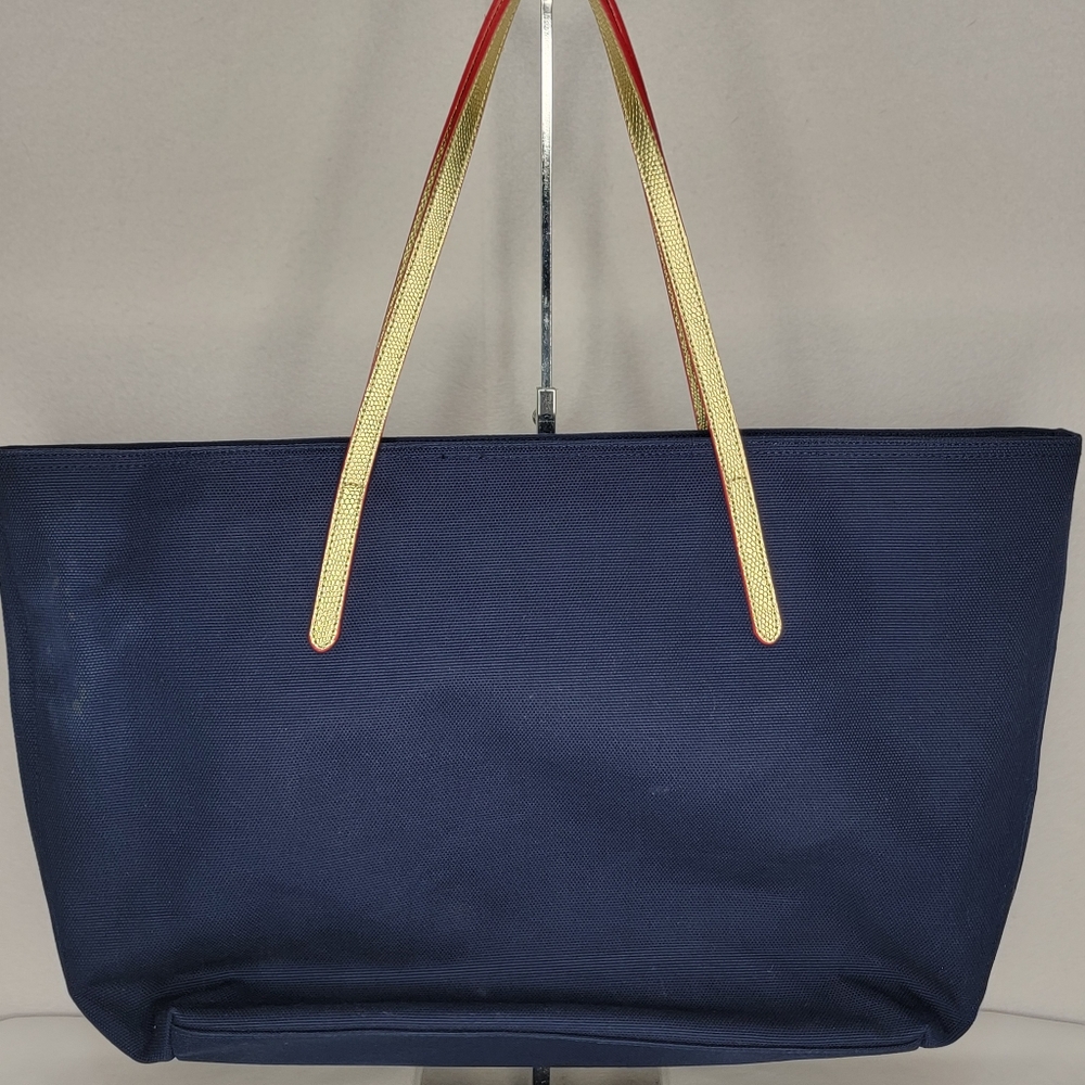 Lilly Pulitzer Navy Tote w/ Gold Leather Straps and‎ Gold Hardware. P140 - Picture 4 of 13